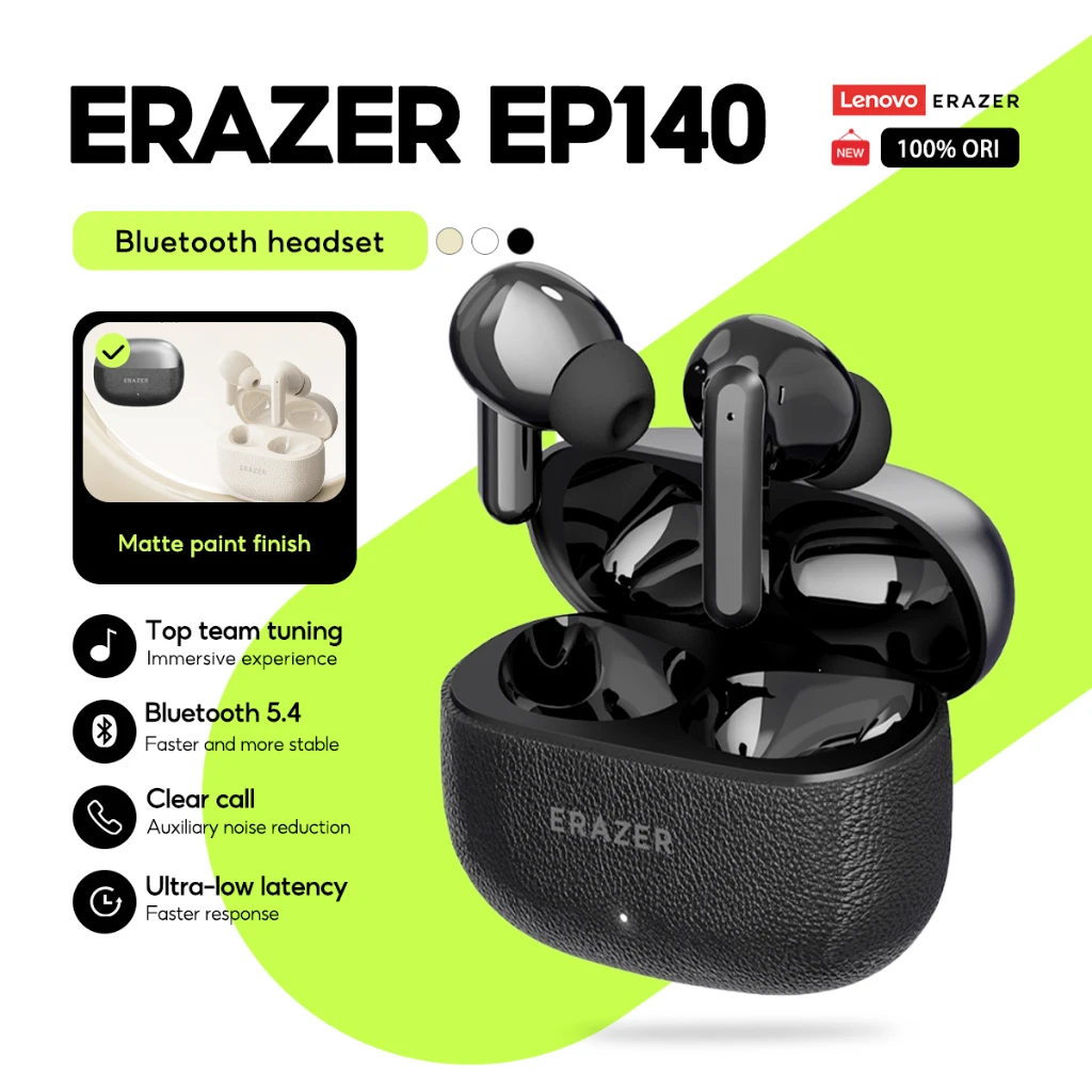 

Lenovo ERAZER TWS Наушники EP140 Bluetooth 5.4 — Игровая гарнитура-вкладыш с низкой задержкой HiFi с длинным аккумулятором 36H
