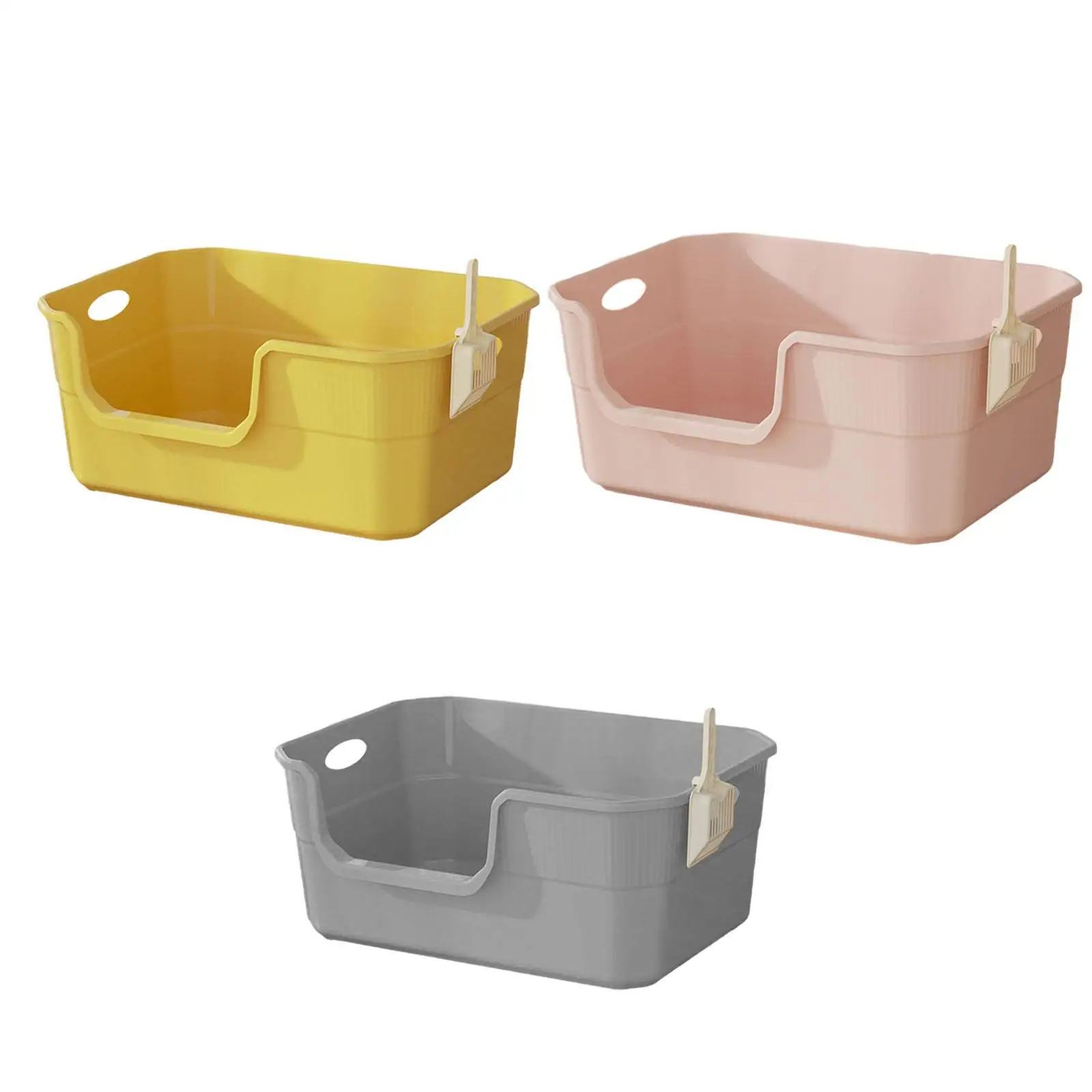 

Open Top Pet Litter Box Anti Splashing Cat Bedpan Semi Enclosed Sand Box