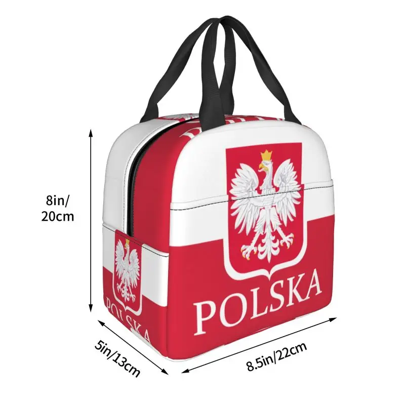 Custom Polska Polish Flag Lunch Bag Men Women Poland Flag Cooler Thermal Insulated Lunch Boxes for Adult Office