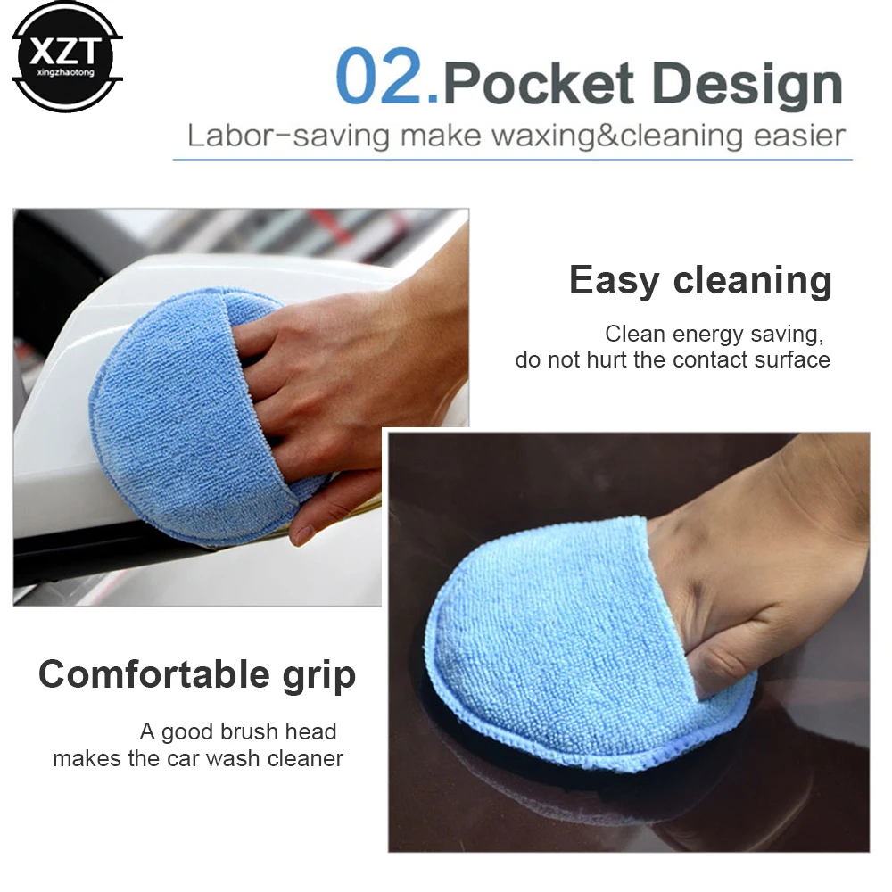 1pc Soft Microfiber Car Wax Applicator Pad Polishing Sponge for Apply and Remove Wax Auto Care Polish Foam Sponge