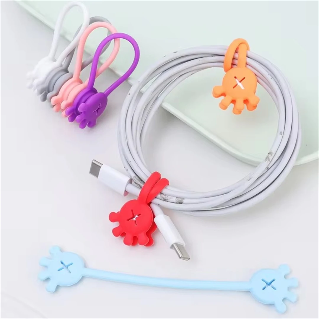 Reusable Silicone Magnetic Cable Ties, Phone Cord Clips, Earphone Organizer, USB Charger, Wire Management, 1Pcs, 6Pcs