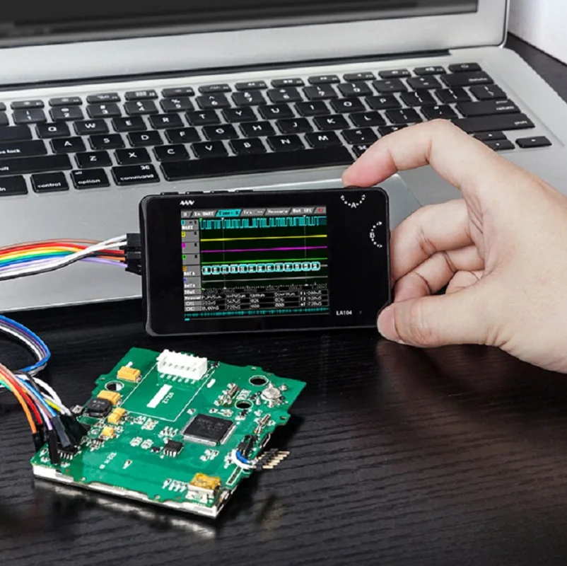 LA104 Digital Logic Analyzer USB Mini 4 Channels 100MHz Max Sampling Rate SPI I2C PWM 2.8 Inch Oscilloscope 8MB Flash Storage