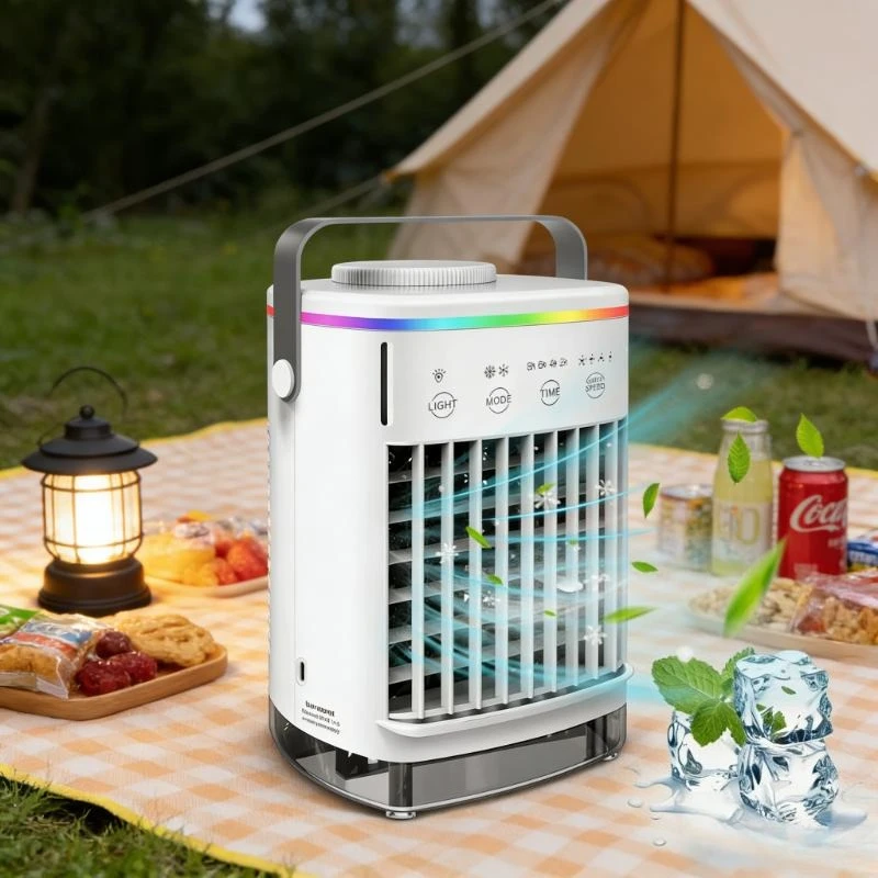 Multifunktionaler USB-Mini-Lüfter, tragbare Klimaanlage für den Haushalt, Luftbefeuchter, starker Wind, neu
