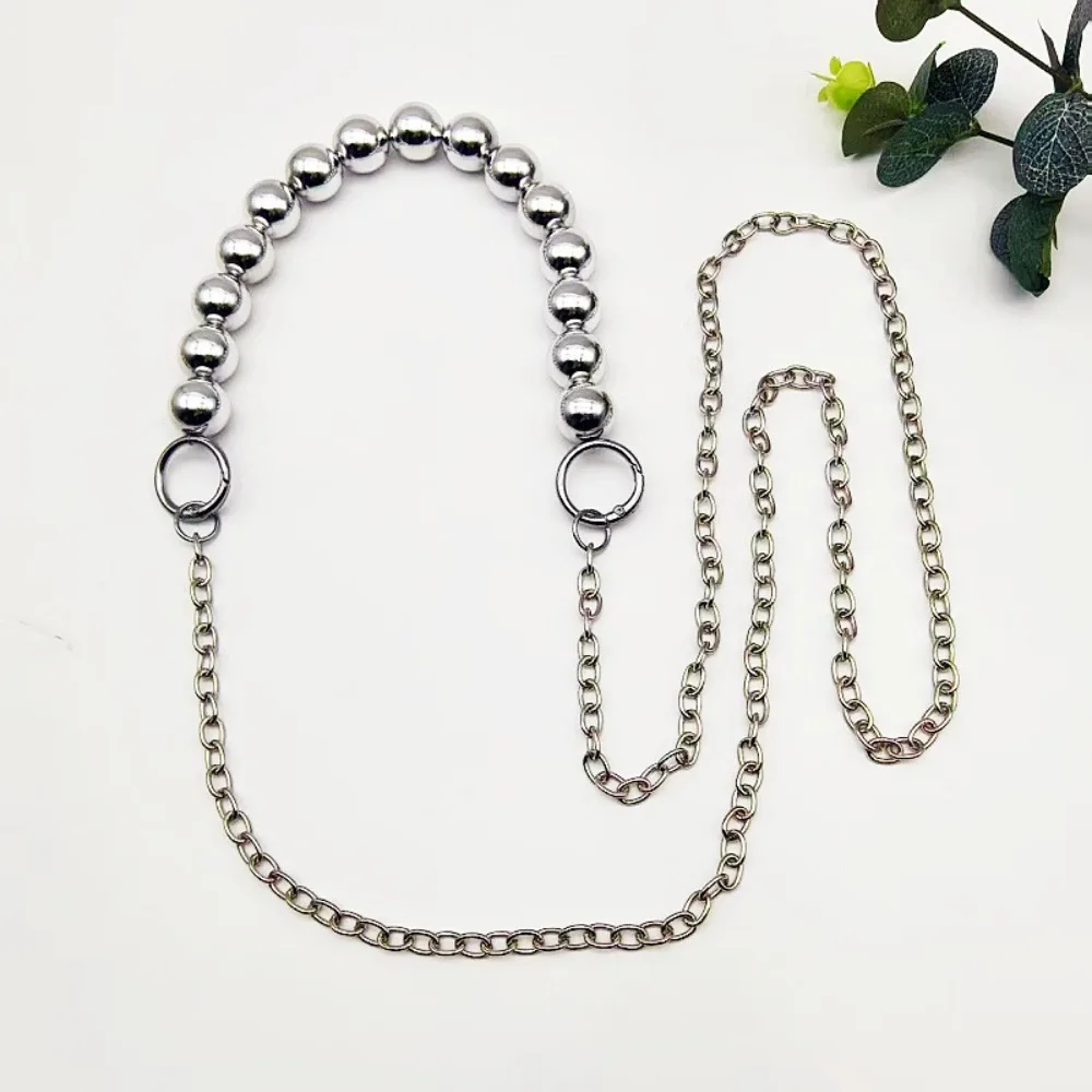 Electroplated Handbag Chain Strap Versatile Handmade Crossbody Shoulder Strap Elegant Detachable Bead Handbag Chain Hardware