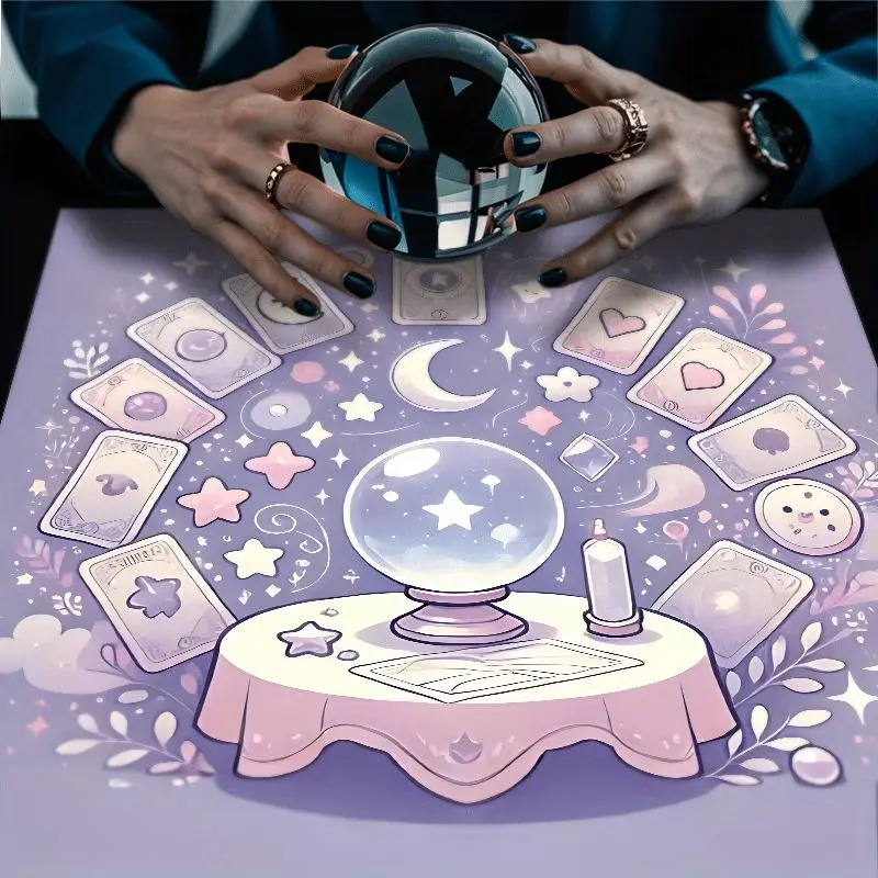 VIKAMA Light Purple Dream Crystal Ball Tarot Card Tablecloth Altar Divination Spiritual Underworld Divination Desktop Layout