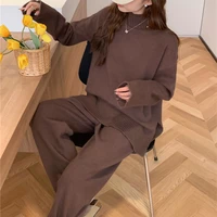 Seoulish 2025 Autumn Winter New Split Women's Sweater Sets Fashion Solid Color Knitted Sweaters Casual Pants Two-piece Sets - Image 6