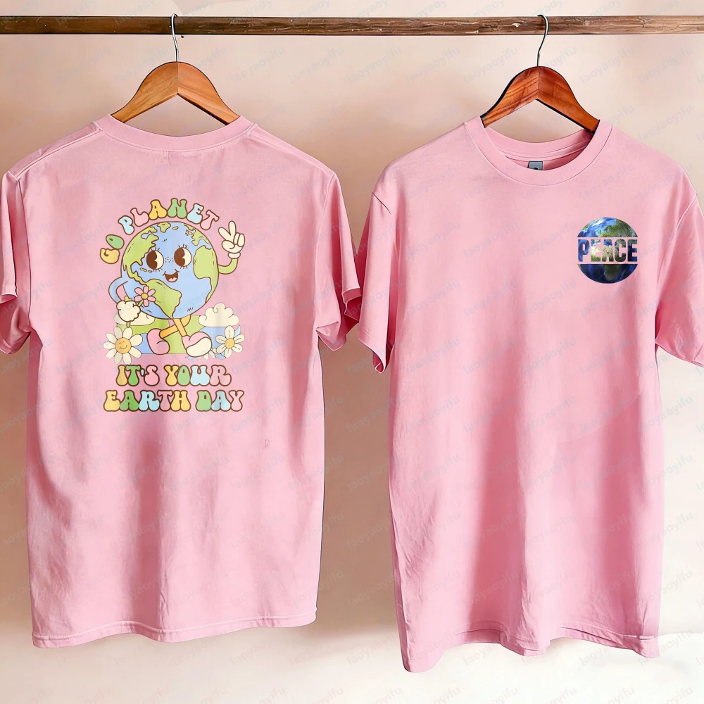 Go Planet Its Your Earth Day 2026 Teacher Kids Retro Earth T-Shirt Y2k Top Women Clothing Graphic Tshirts Aesthetic Clothes Tops