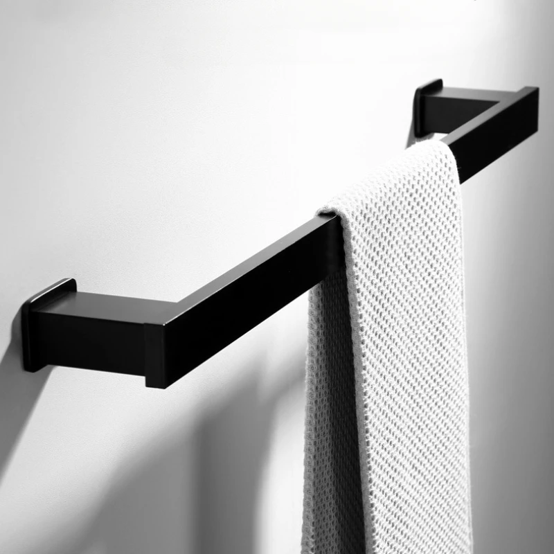 

Bathroom towel bar, black thick aluminum alloy double bar towel rack