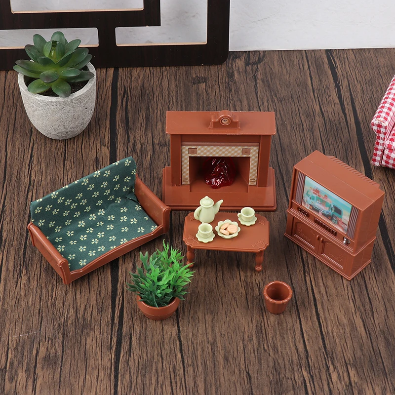

1:12 Dollhouse Family Living Room Set Accessories Mini Model Furniture Pretend Play For Girl Gifts