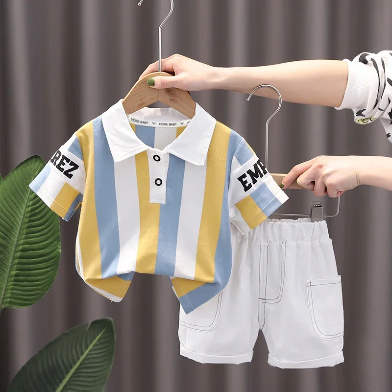 

Summer Infant Cotton Short Sleeves Clothes Tops + Pants Baby Toddler Boy Clothing Sets Kids Children Boys Outfits Suits