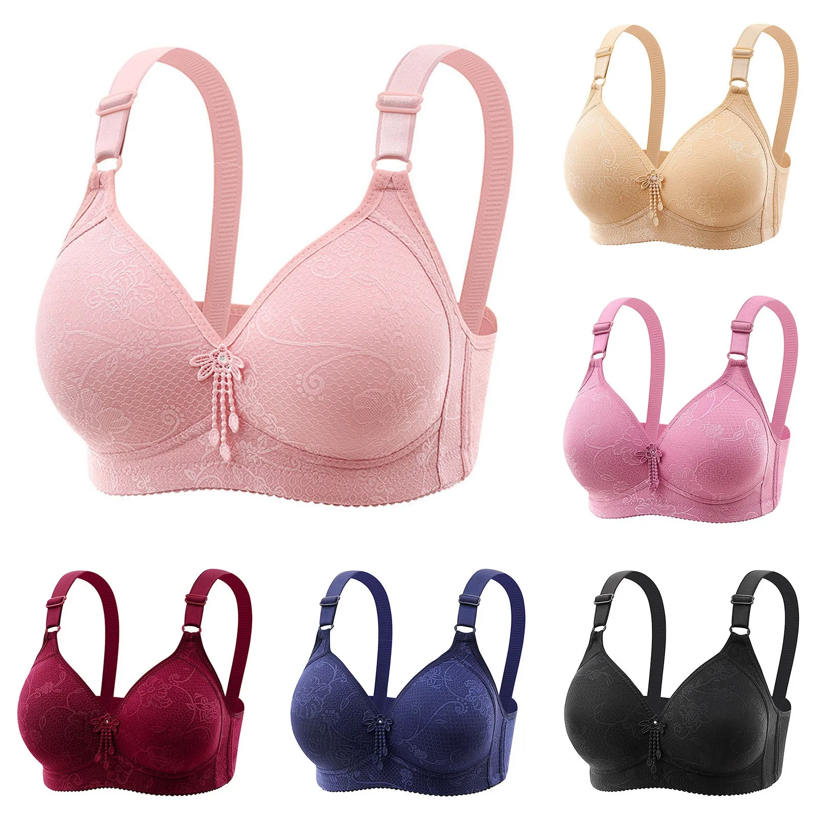 Women Soft Bras Triangle Cup Lifting Push Up Brassiere Female Solid Plunge Adjustable Strappy Embroidery Wireless Sexy Bras