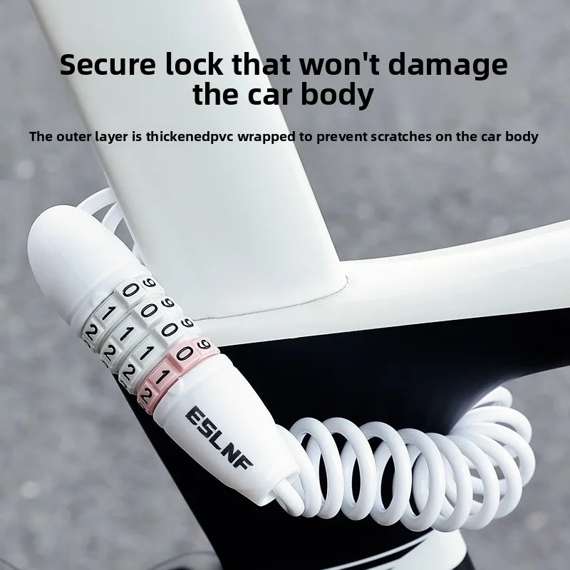 Immagine 5: Lucchetto a Combinazione a 4 Cifre per Bicicletta, Antifurto Portatile, Lucchetto per Casco Bici Elettrica, Mini Lucchetto a Catena per Bici da Montagna e da Strada