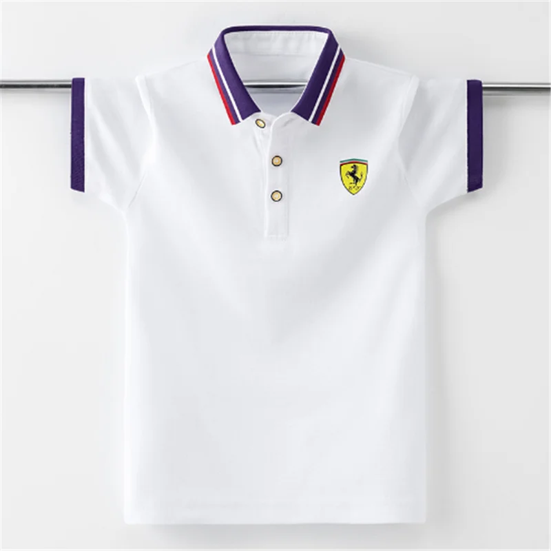Summer Boys Polo Shirt Luxury Embroidered Cotton Lapel Collar Short Sleeves Tops Cotton T-Shirt for Children\'s