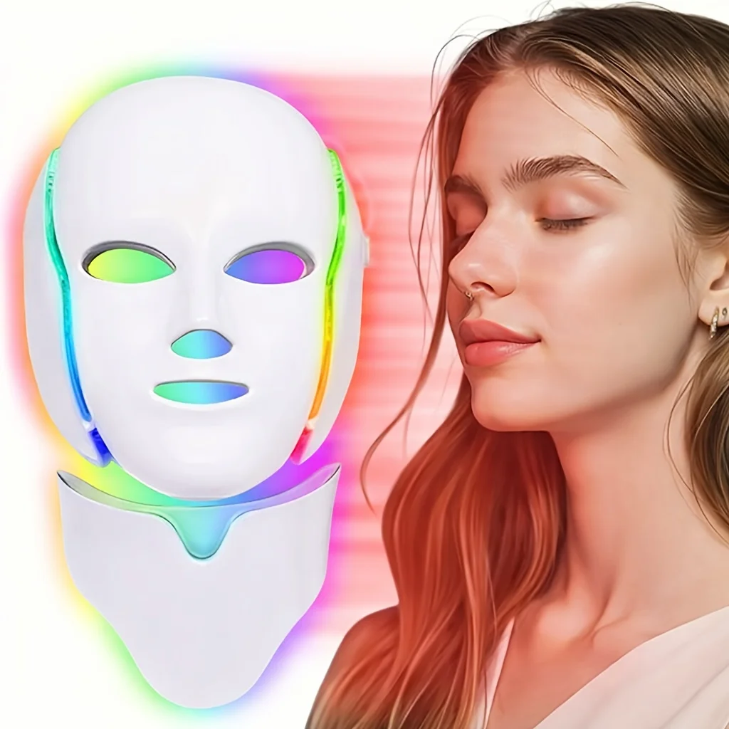 

Wireless 7 Colors LED Face Neck Beauty Mask Removable Buckle Design Skin Firming Brightening Rejuvenation Anti Aging Skin Care