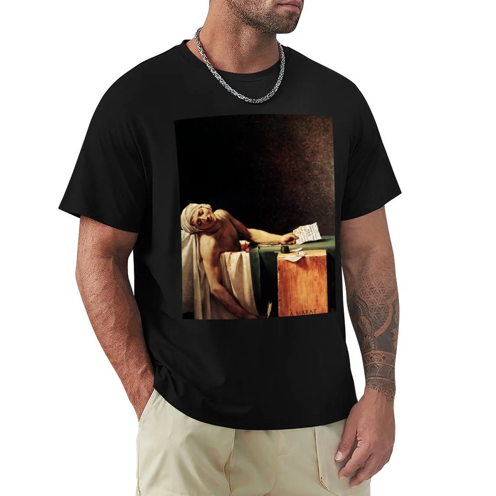 The Death of Marat by Jacques-Louis David T-Shirt Industrial Work Tee Shirt