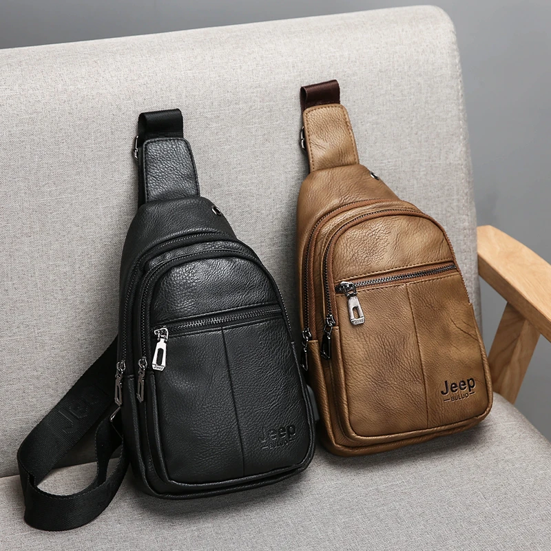 Luxusmarke Känguruleder Herren Brusttasche Reise Wandern Umhängetasche Herren Messenger Bag Leder Brusttasche Sling Bag – Detail 4