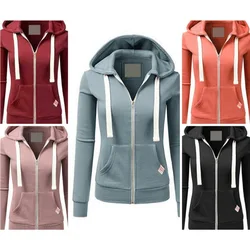 2024 Autumn/Winter New Women's Personalized Fashion Sports Hoodie Long Sleeve Drawstring Pocket Zipper Coat Woolen Sweater Top