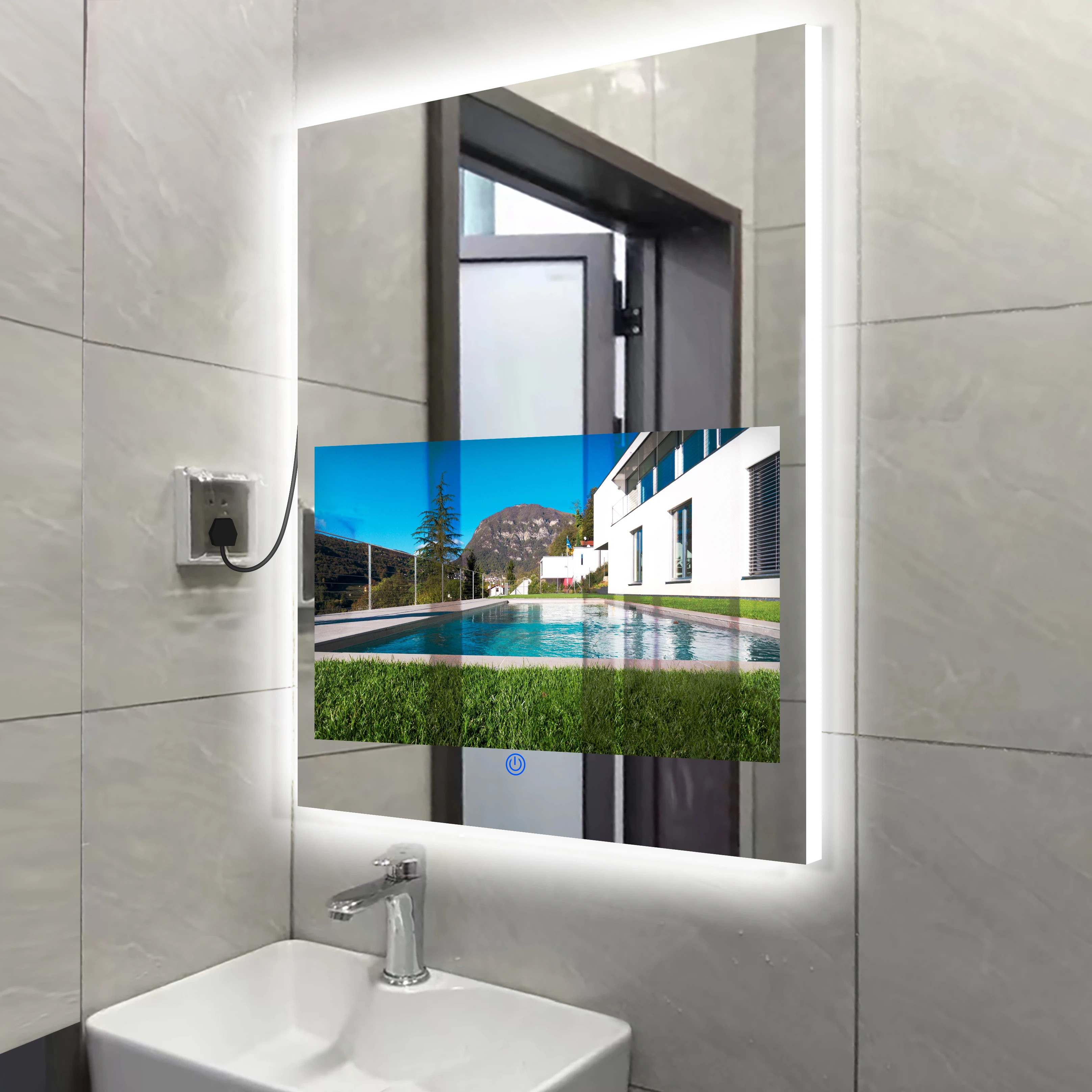 Mirror TV With LED Lights IP66 Waterproof 2 In 1 Mirror TV Perfect For Hotels And Barbershops