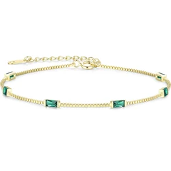 18K Gold Plated Emerald CZ Bracelets for Women Girl, Mother's Day Gift Birthday Anniversary Jewelry Gifts for Girlfriend Her Mom