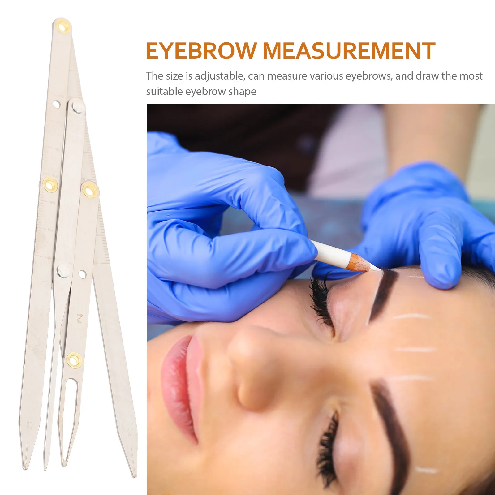 1Pcs Eyebrow Positioning Ruler Stainless Steel Golden Ratio Measuring Tool for Microblading Eyebrow Design Drawing Tattooing Use