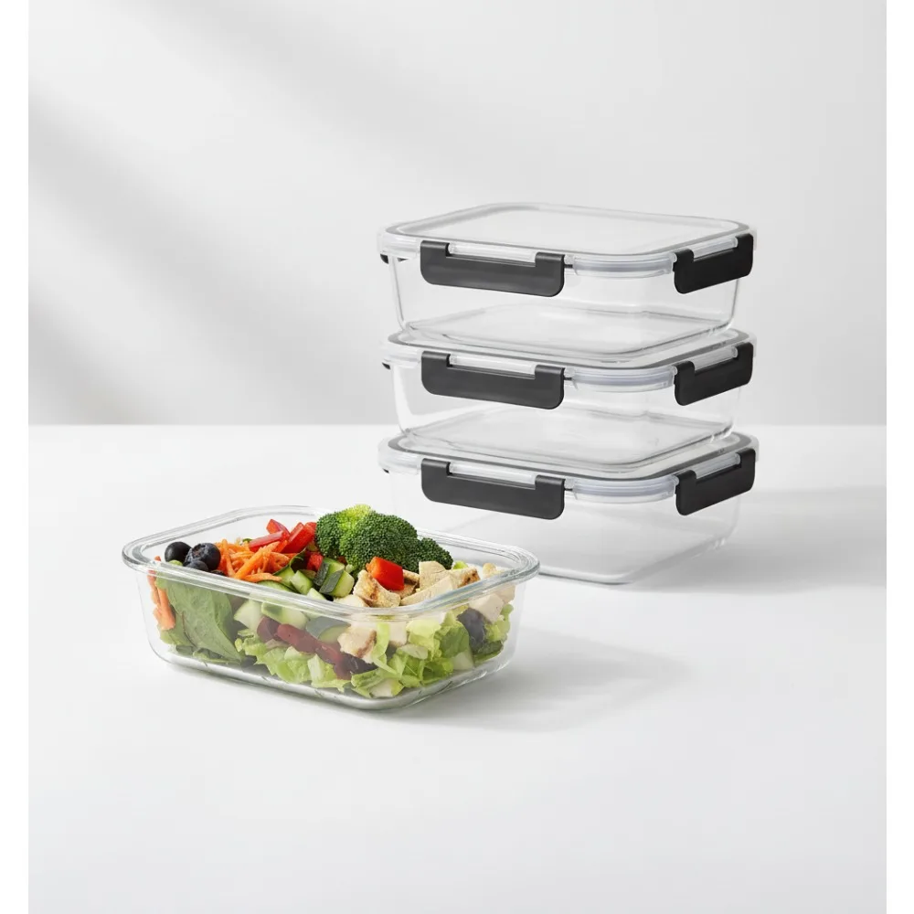 

5-Pack Glass Meal Prep Containers with Lids, 35oz Airtight Food Storage for Adults Kitchen