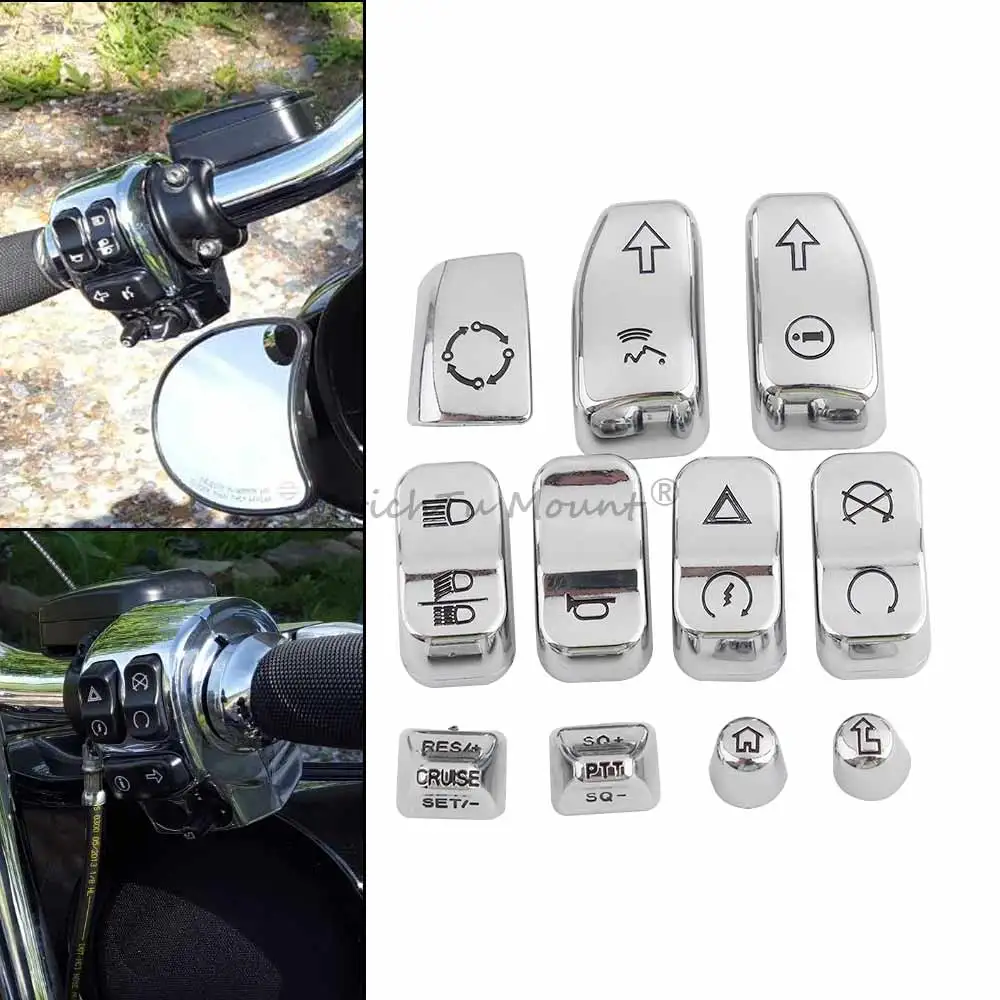 Motorbike Handlebar Hand Control Switch Cap Button Housing Kit For Harley Touring Electra Glide Road King Street Glide Tri Glide