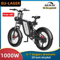 EU Stock 1000W Electric Motorcycle, GUNAI 20Inch Off-road Fat Tire Bike 48V 25Ah Battery 7 speed City Mountain Electric Bicycle