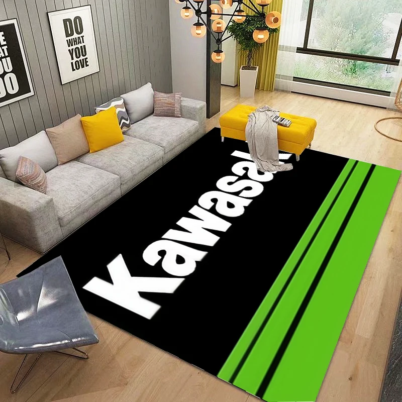 

kawasaki Motorcycle Printed Carpet, Living Room and Bedroom Decorative Carpets Kitchen and Bathroom Anti-skid Floor Mat