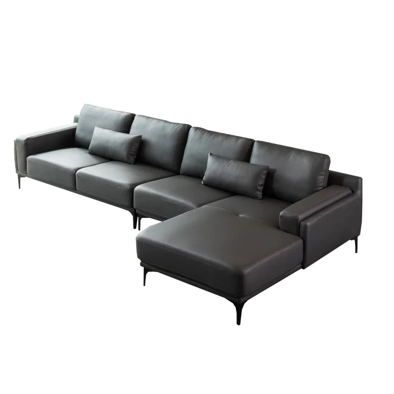 

Italian, minimalist, leather, sofa, Nordic, modern, living room, light luxury