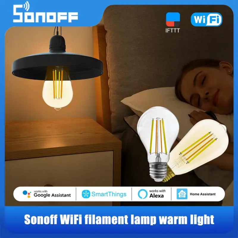 SONOFF B02-F Smart WiFi LED Filament Bulb Tungsten Light Bulb Dimming Cool Warm Light Adjustable Via Alexa Google Smartthings