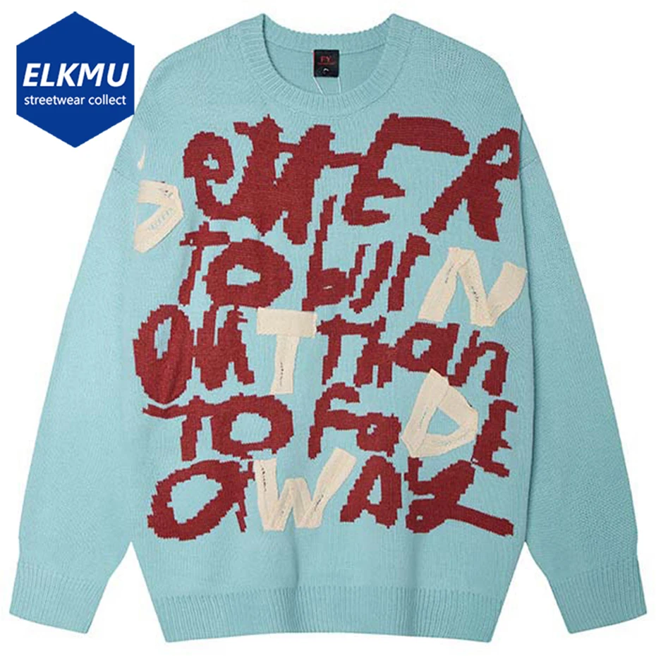 

Weave Letter Vintage Sweaters Men Streetwear Harajuku Hip Hop Oversized Sweaters Casual Loose Y2K Sweaters Knit Jumpers Knitwear