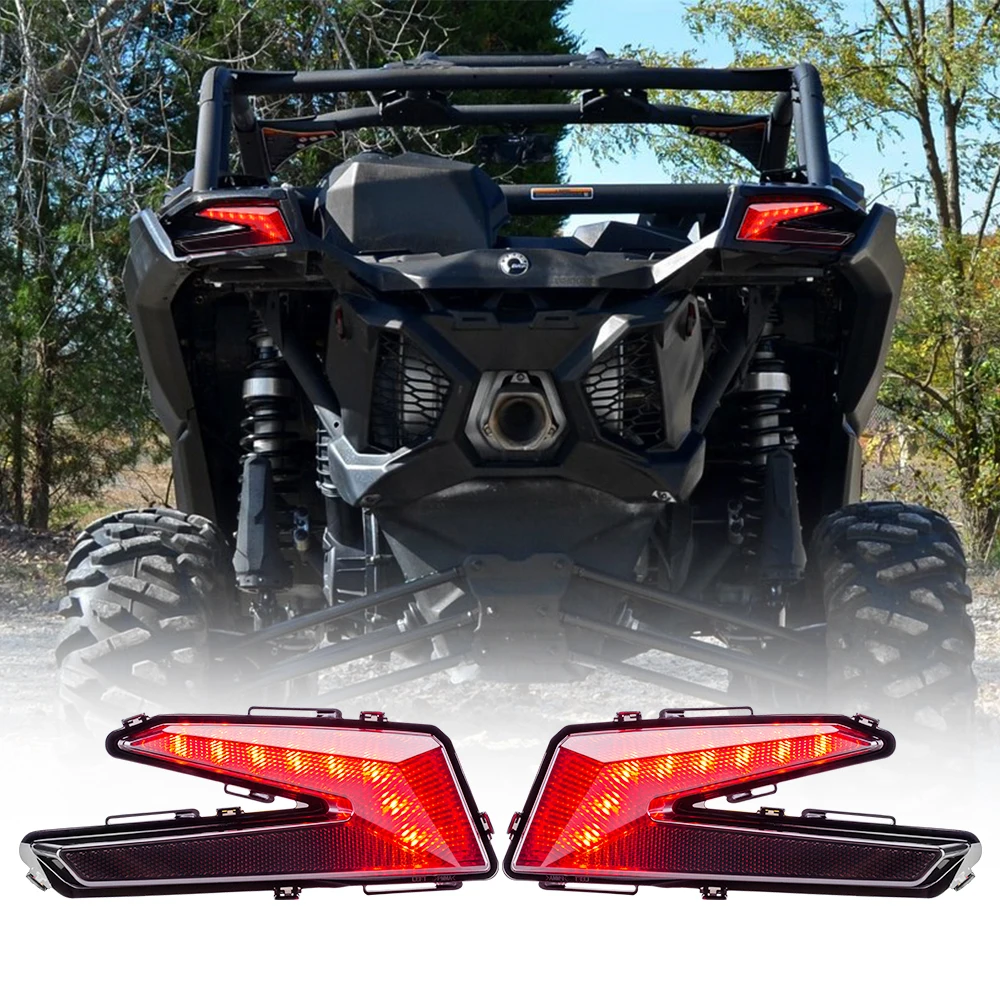 For Can-Am Maverick X3 XDS XRS Max Turbo R 2017-2026 LED Tail Lights Assembly Smoked Black Rear Brake Stop Lamps 710004744 2PCS