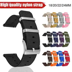 Weave Nylon Strap 18mm 20mm 22mm 24mm Stainless Steel Hoop Buckle Watch Band Men Women Quick Release Waterproof  Wrist Bracelet