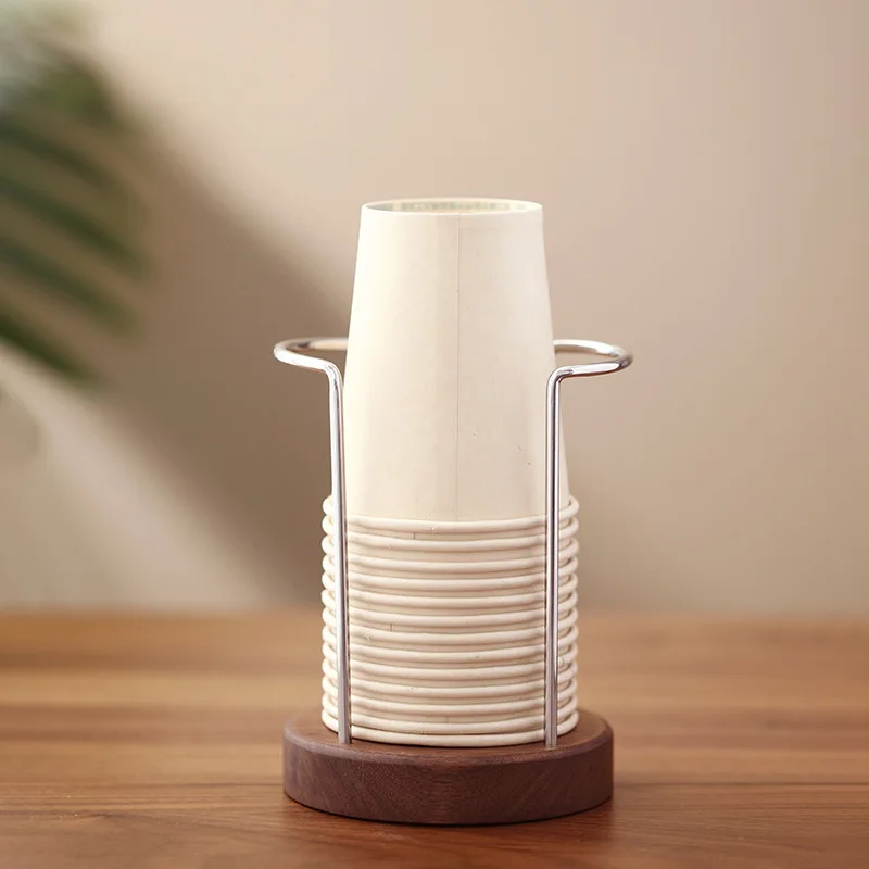 

Desktop disposable paper cup storage rack solid wood cup holder cup picker home office commercial paper cup holder storage rack