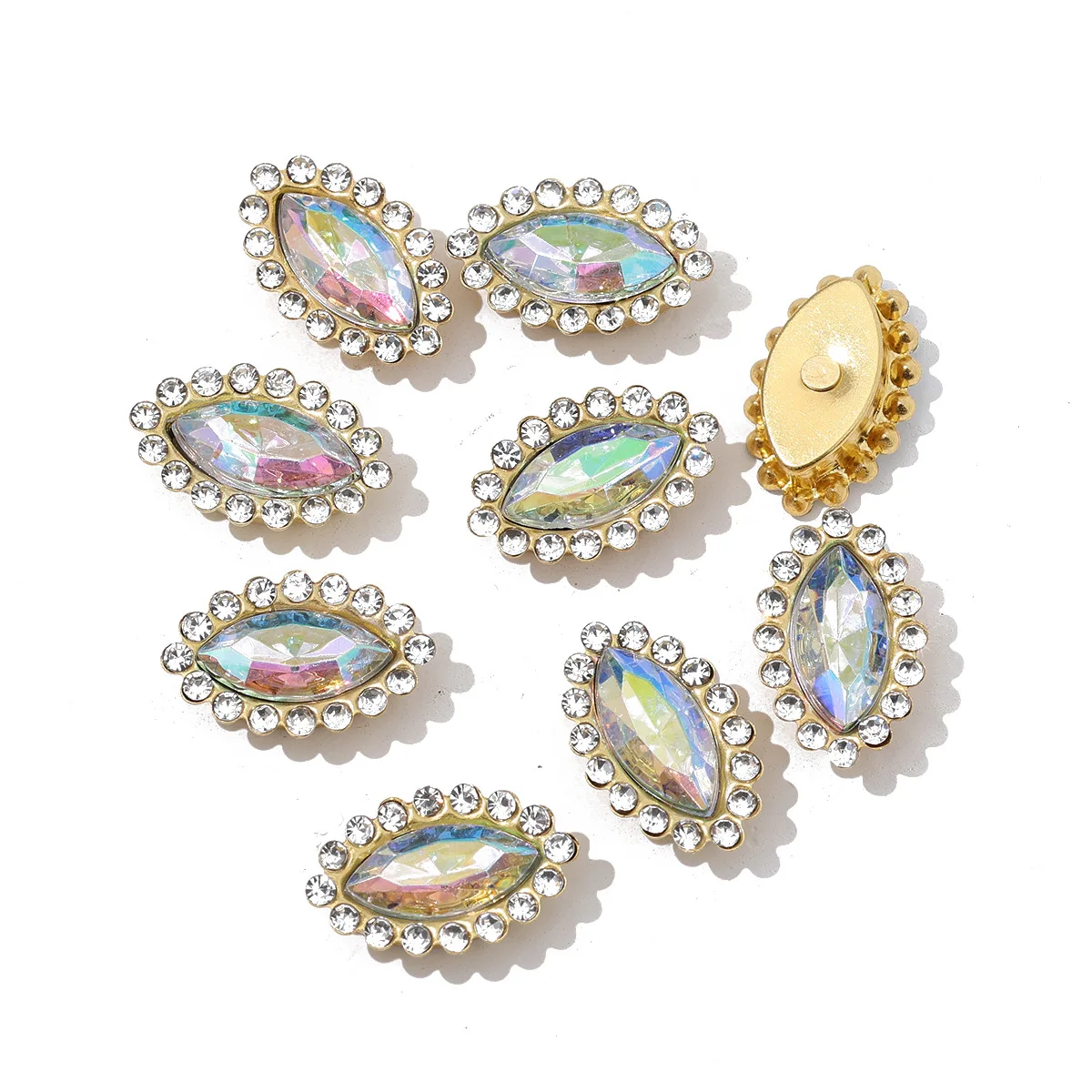 

Acrylic Navette Rhinestone Accessories Crystal Cable Hole Hand-Seamed Drill Diy Clothing Accessories