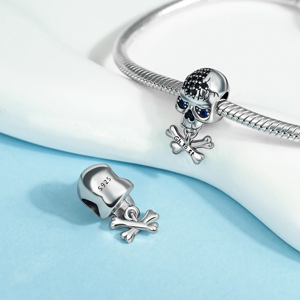 Ahthen 925 فضة رائجة البيع الخرز الجمجمة استرخى سحر صالح ثعبان سلسلة أساور القلائد للنساء صنع المجوهرات #4