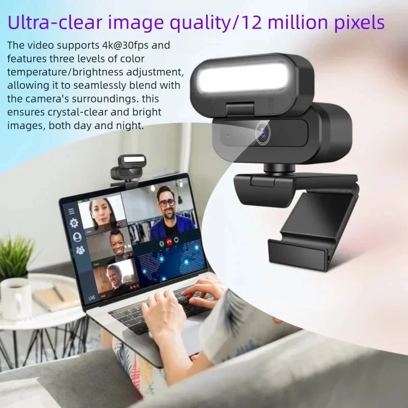1080P Mini Camera 4K 2K Full HD Webcam Auto Focus SB Webcan With LED Fill LightMicrophone Broadcast Lighting For PC Computer