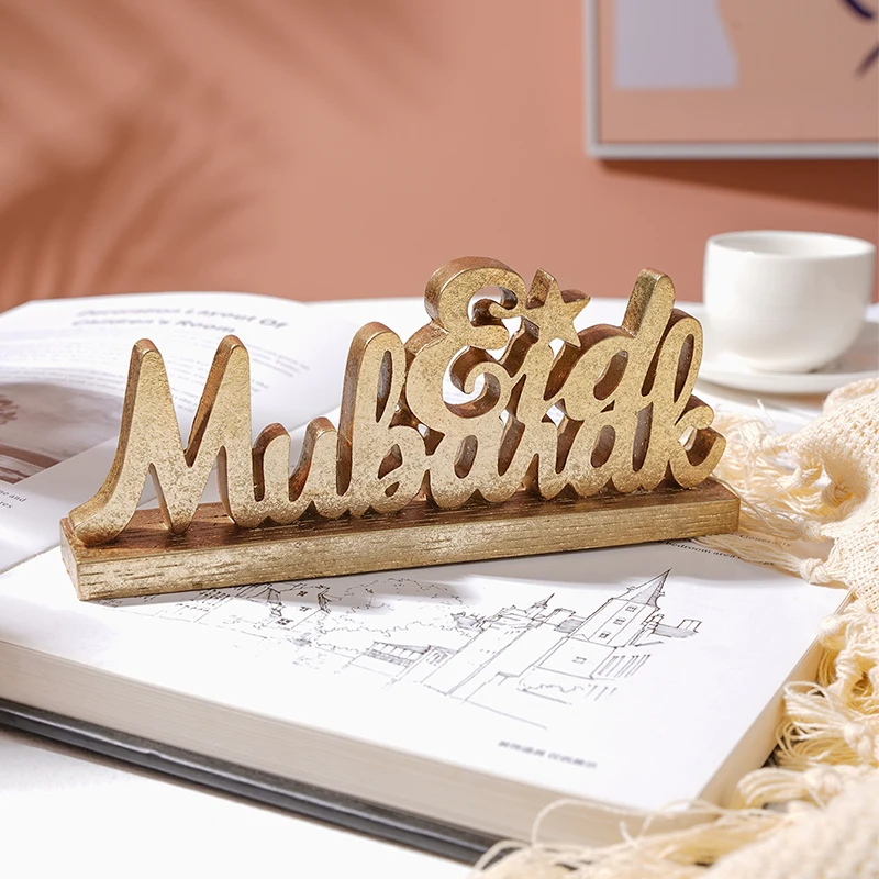 

1PC Creative gold and silver EID mubarak letter resin material letter decoration, for giving during Ramadan and Eid al-Adha