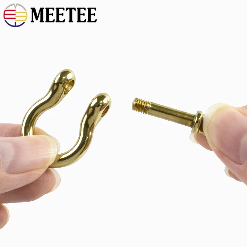 2/4/5Pcs 6-10mm Solid Brass Horseshoe Buckle Detachable Metal D Ring Clasp Copper Hook Buckles Keyring Fastener DIY Accessories 4