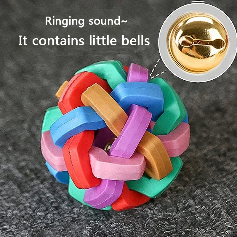 1Pcs Colorful Rainbow Pet Ball Dog Toy Cat Toys Pet Dog Ball Bell Chew Toys Play Teeth Training Pet Products