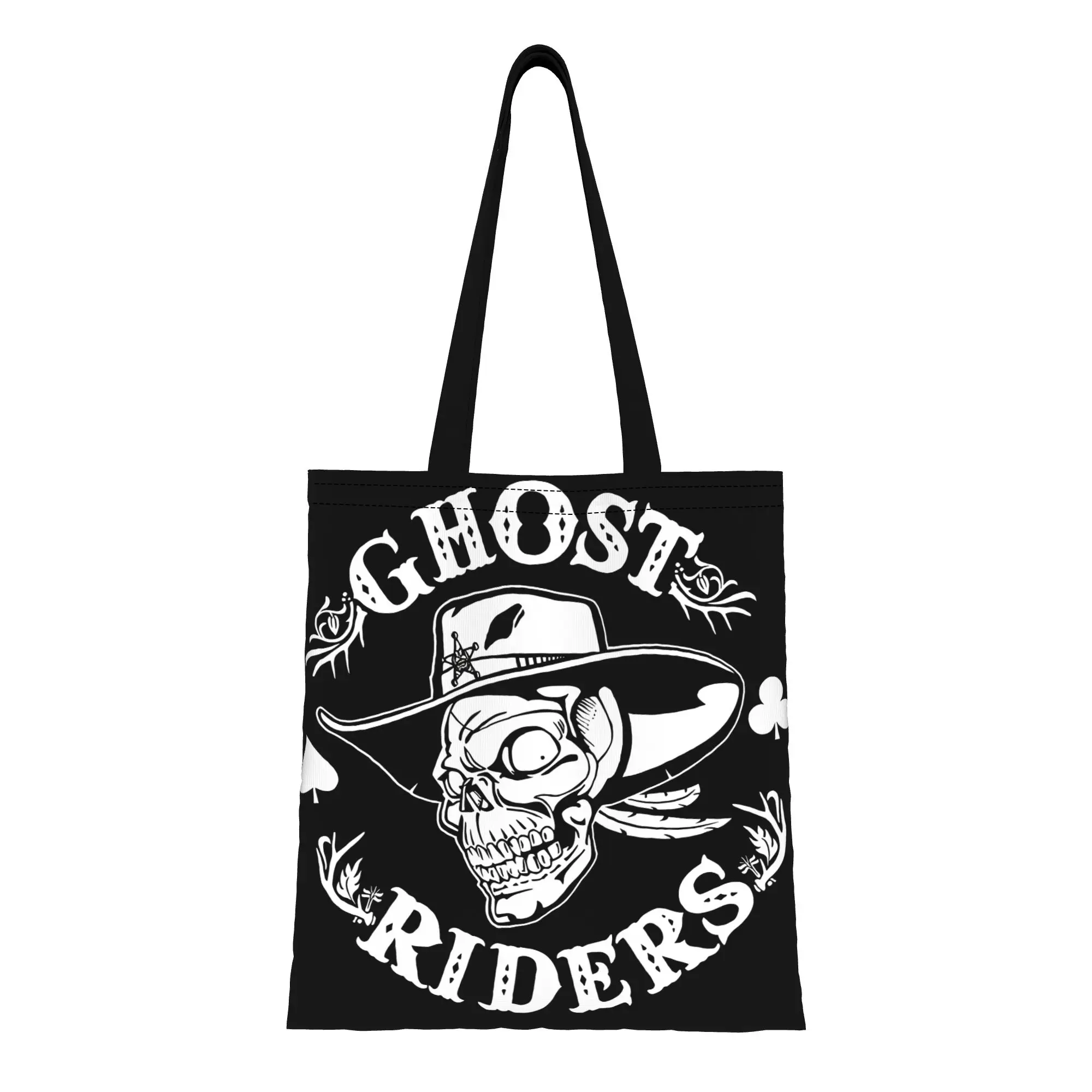 Ghost Riders White canvas tote bag,  urban style for daily shopping and casual outings