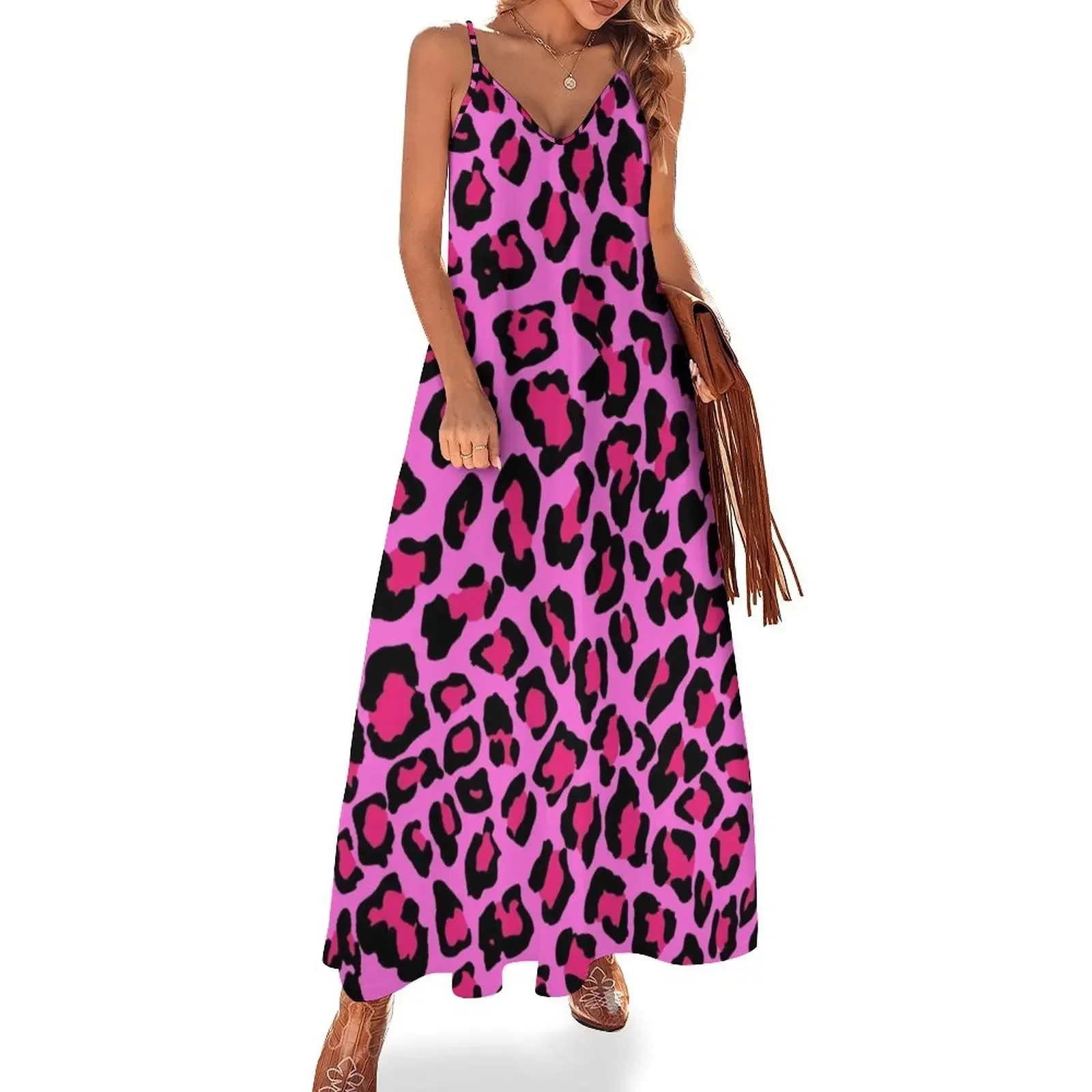 

Hot Pink Leopard Print Sleeveless Dress luxury evening dress woman for wedding elegant women's sets Womens dresses Dress