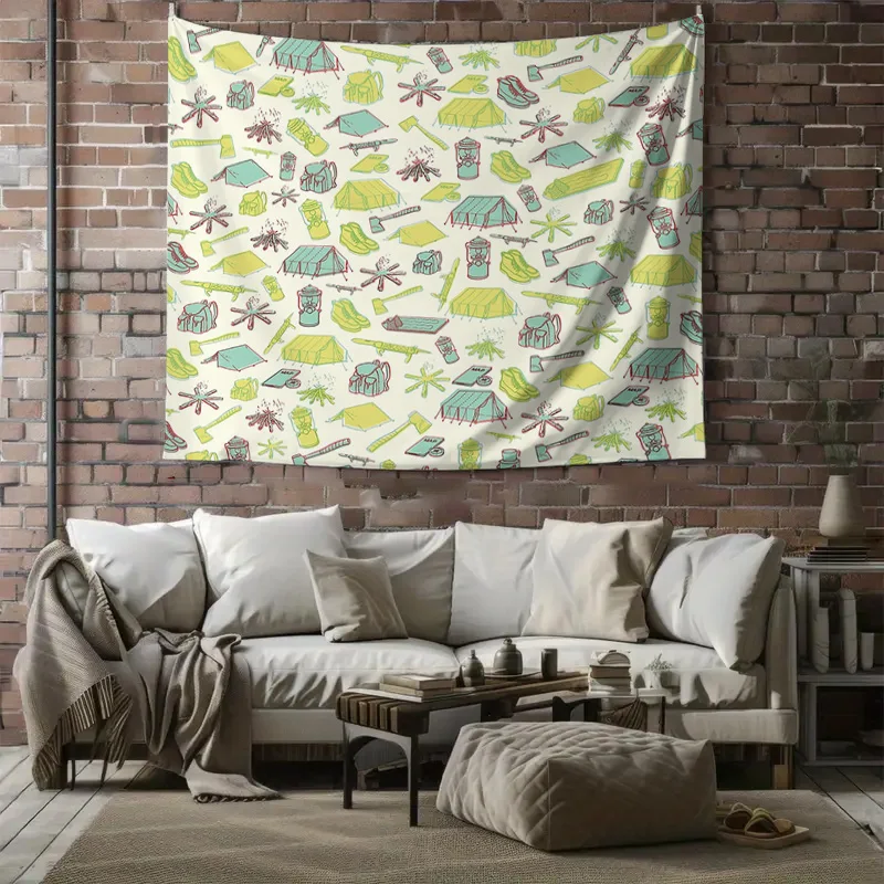 Bohemian Tapestry Wall Hanging Nature Forest Trees Pattern Aesthetic Room Decor Dorm Wall Art Hippie Home Decor Vintage Textile - view 6