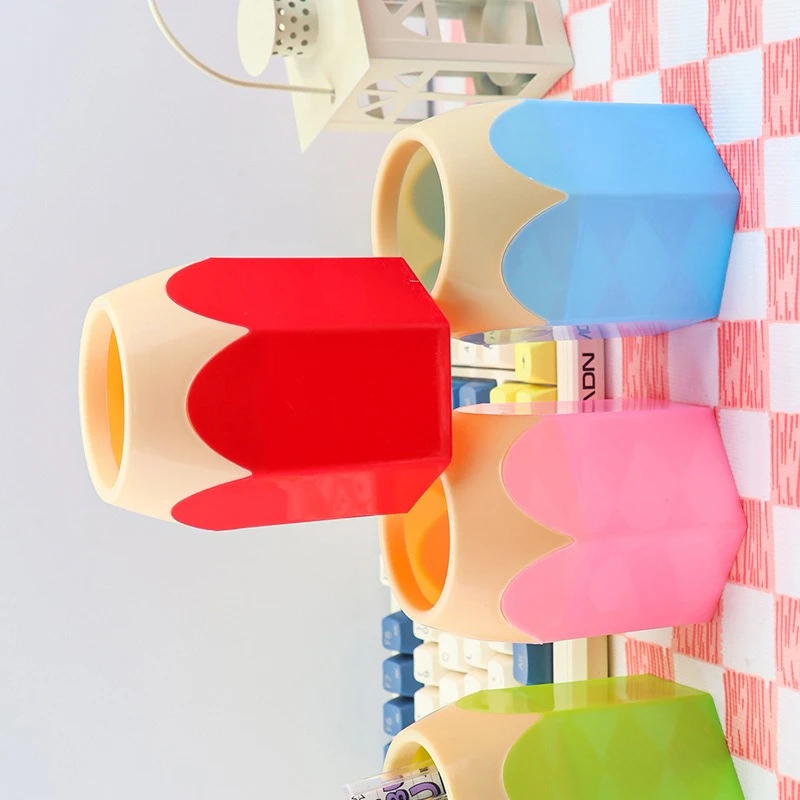 24 pcs Wholesale Multi-Color Creative Pen Holder, Desktop Contrast Color Pencil Head Pen Holder Desktop Large Storage Bucket