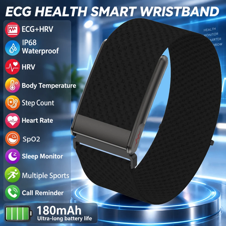 2026New Sport Fitness Tracker Smart Band Blood Oxygen  ECG Health Analysis IP68 Waterproof Reminder Smart Bracelet for Men Women