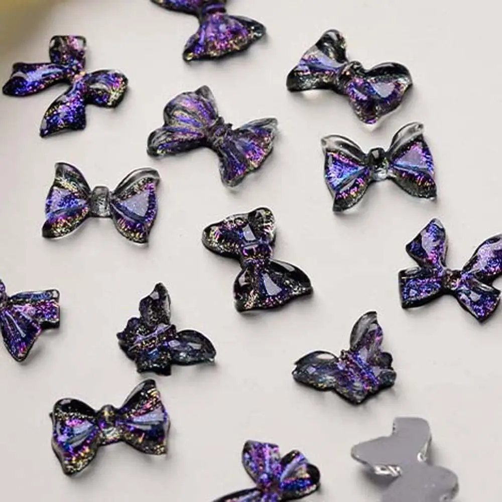 Charms Nail Art Jewelry Phantom Purple Bow Nail Drills Butterfly Nail Rhinestones Bow Nail Decorations Manicure Accessories