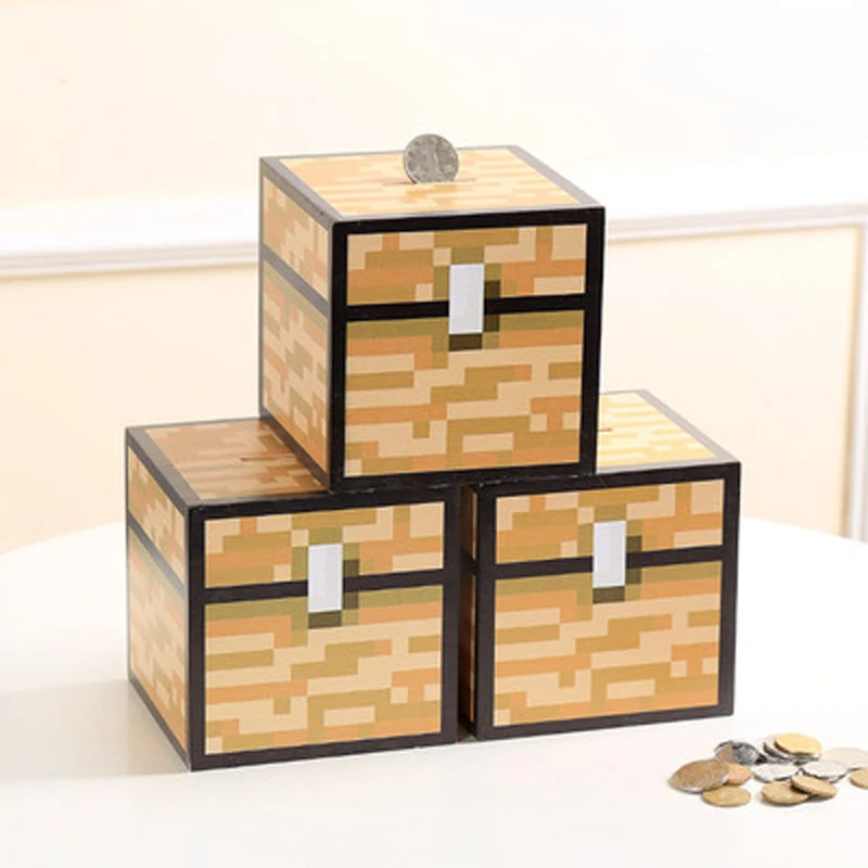 My World Piggy Bank Game Creative Solid Wood Treasure Chest, Adult Children Saving Coin Banknotes Travel Education Honeymoon Wed