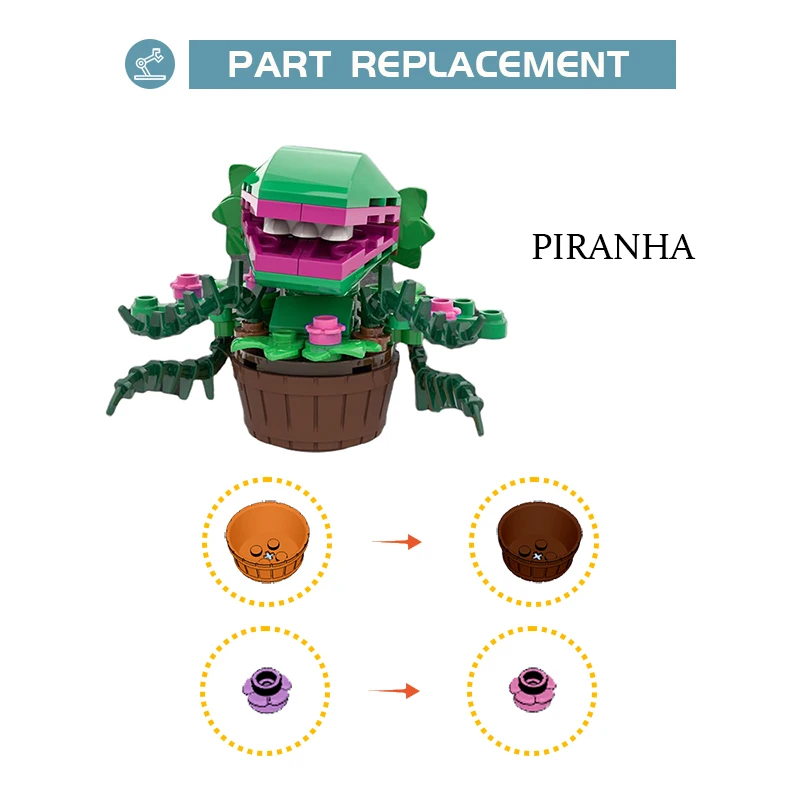 

Модель цветочного горшка для еды, MOC, полная сборка, строительные блоки, креативная игрушка «сделай сам», подарок на Хэллоуин и Рождество