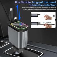 4 In 1 Retractable Car Charger Starlight In Car Roof 100w Star Night Light Double Type C Fast Charging Car Adapter For Ipho C3M7