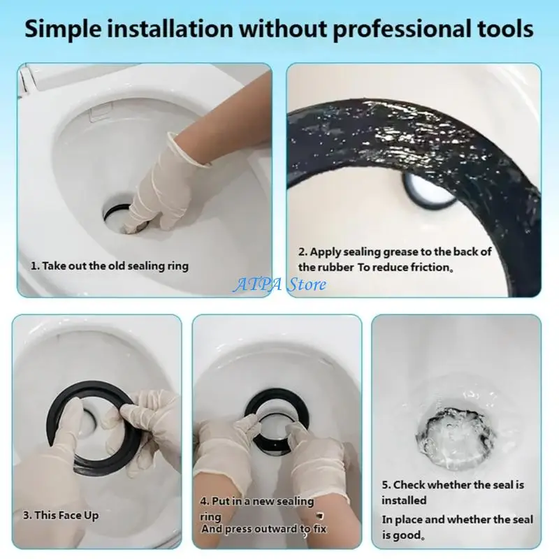 U13C Quick Install Rubber Gasket necessary Replacement Gasket for Toilet Simplifies Replacement for Novice Users